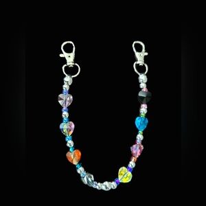 Bohemian Trinkets Its Love In Stereo Bag Charm Crystal Hearts Miyuki Beads